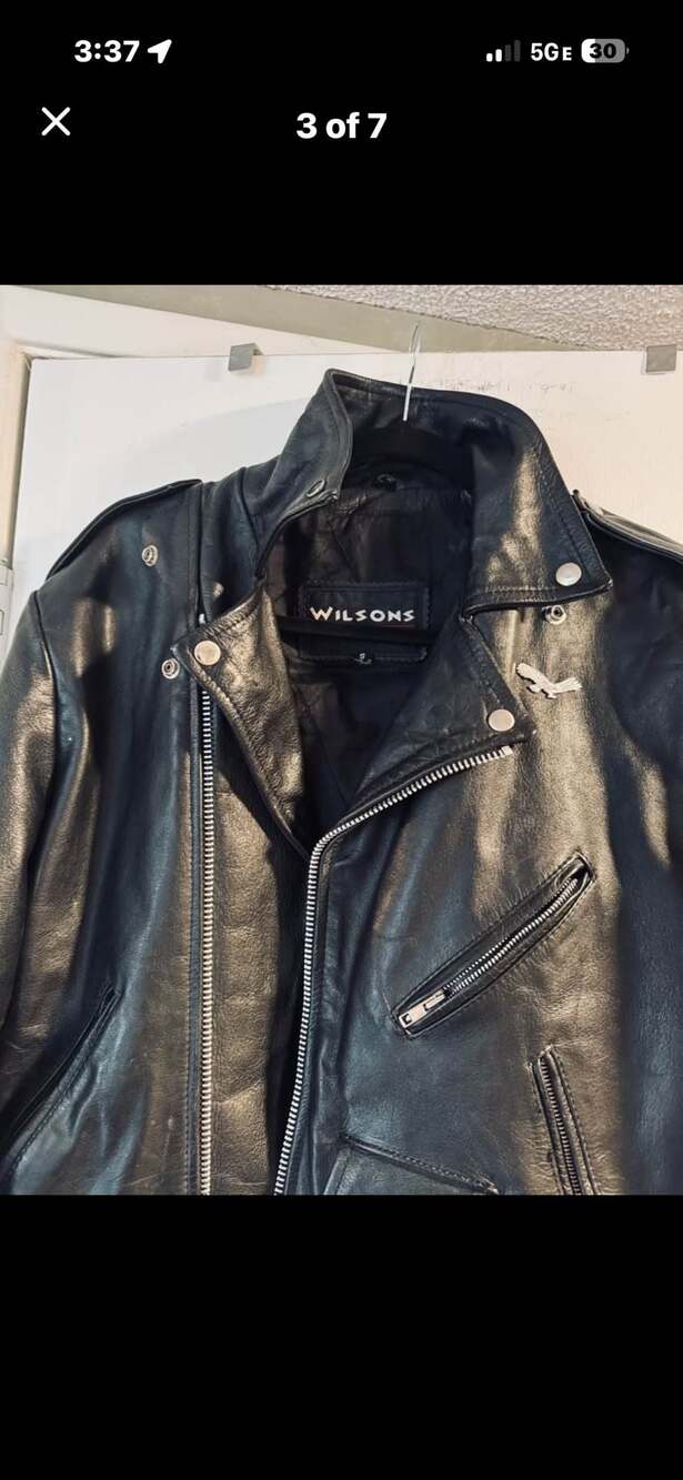 Wilsons Leather Motorcycle Jacket with Harley-Davidson Back Patches - Picture 3 of 9